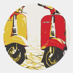 Pegatina Redonda Scooter clásico