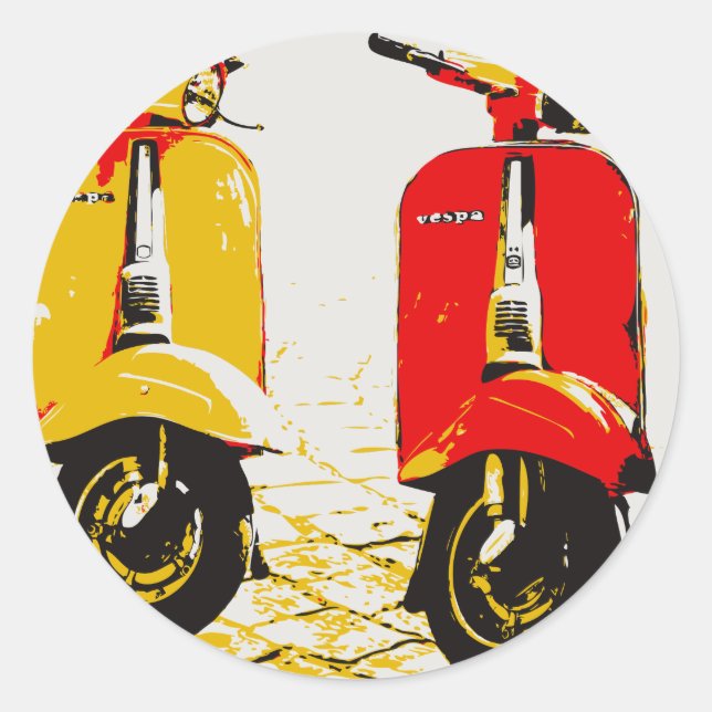 Pegatina Redonda Scooter clásico (Anverso)