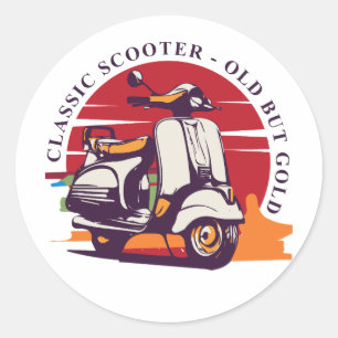 Pegatina Redonda Scooter clásico