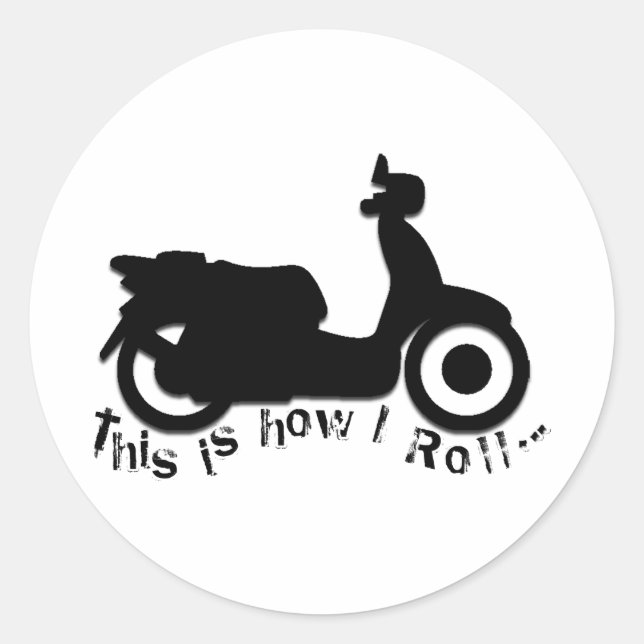 Pegatina Redonda Scooter o bicicleta electrónica - ¡Así es como hag (Anverso)