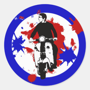 Pegatina Redonda Scooter Rider sobre pintura splash mod target art