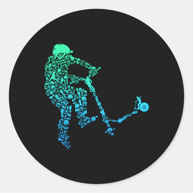 Pegatina Redonda Scooter Stunt Style Scooter Para Jóvenes (Anverso)