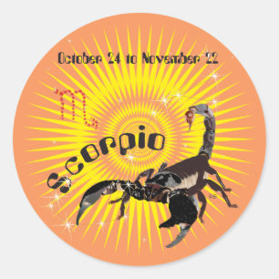 Pegatina Redonda Scorpio October 24 to de los noviembre de 22
