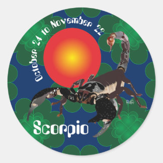 Pegatina Redonda Scorpio October 24 to de los noviembre de 22