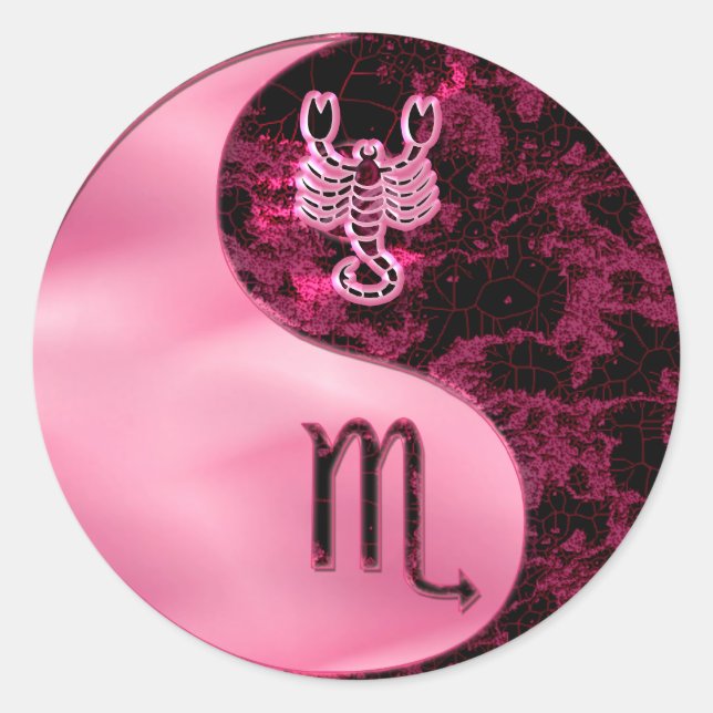 Pegatina Redonda Scorpio Yin Yang (Anverso)