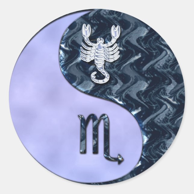 Pegatina Redonda Scorpio Yin Yang (Anverso)