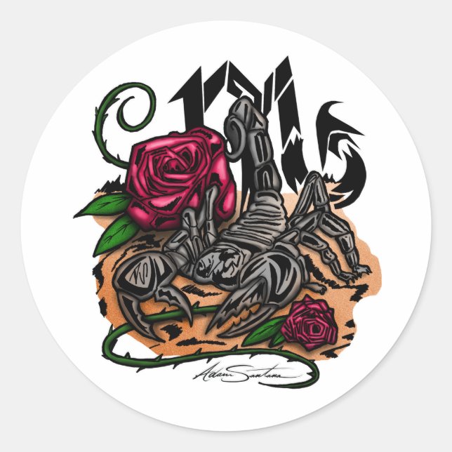 Pegatina Redonda Scorpio - Zodiac  (Anverso)