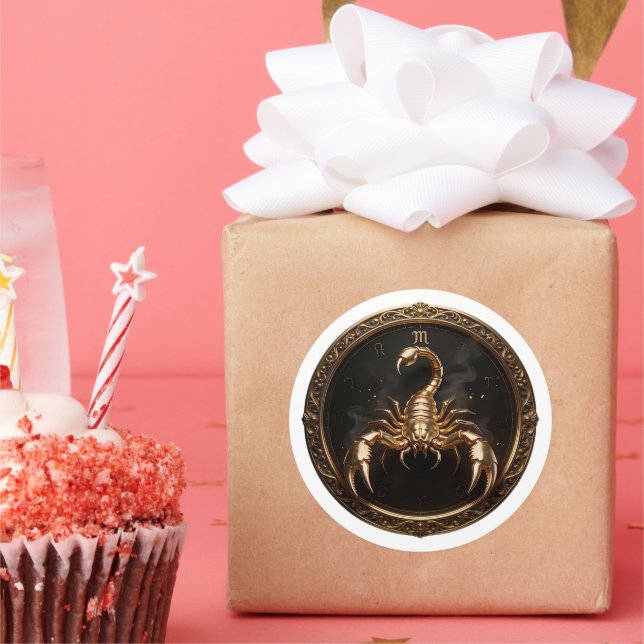 Pegatina Redonda Scorpio Zodiac Scorpion (Fiesta)