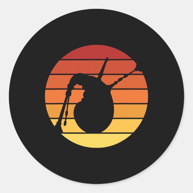 Pegatina Redonda Scotland kilt desi, música gastronómica de Escocia (Anverso)