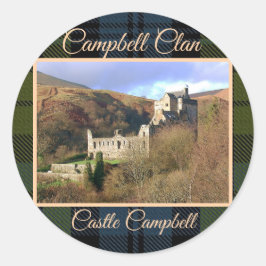 Pegatina Redonda Scots Campbell Clan & Castle