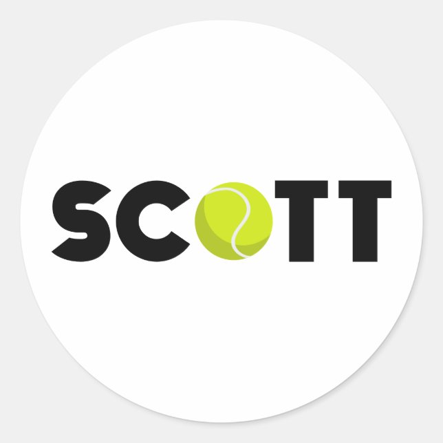 Pegatina Redonda Scott Tennis (Anverso)