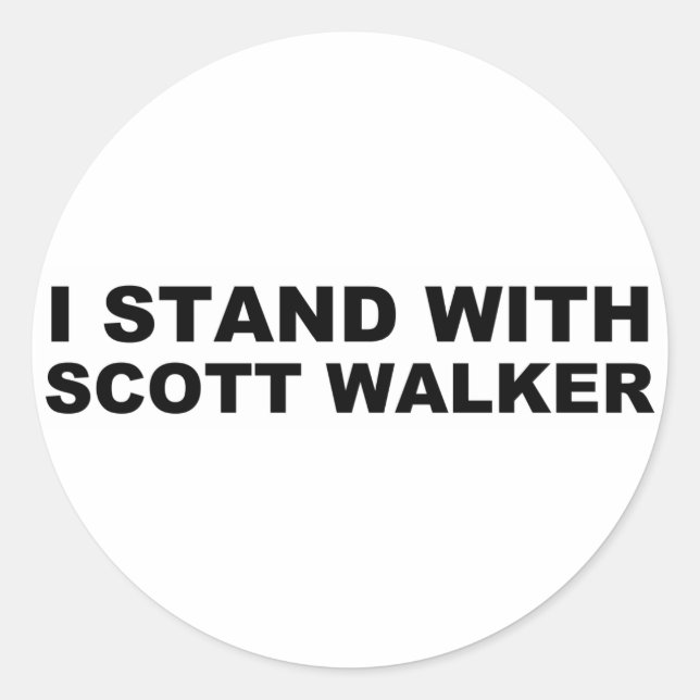 Pegatina Redonda Scott Walker I Stand (Anverso)