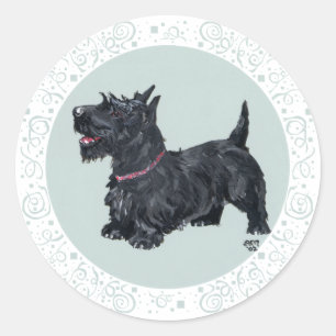 Pegatina Redonda Scottie Turquesa Simpático