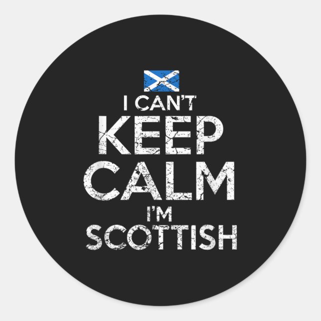 Pegatina Redonda Scottish Roots Scotland Scots Can't Keep Calm Funn (Anverso)