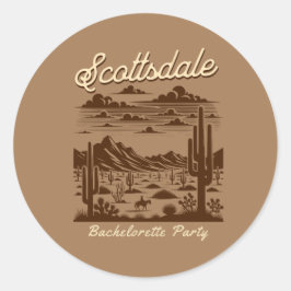 Pegatina Redonda scottsdale bachelorette party brown