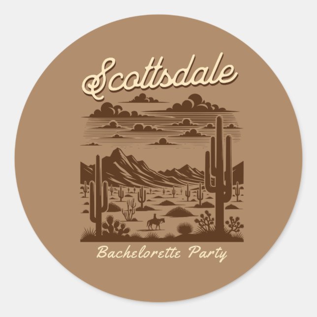 Pegatina Redonda scottsdale bachelorette party brown (Anverso)