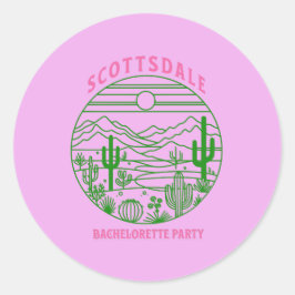 Pegatina Redonda scottsdale bachelorette pink cactus