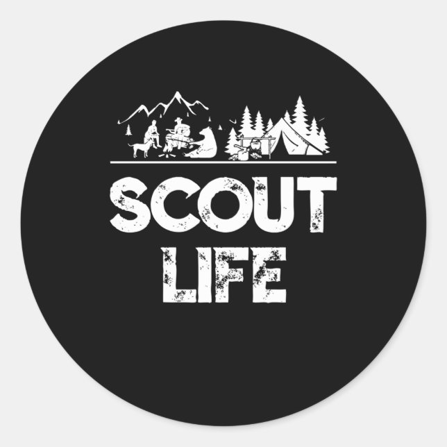 Pegatina Redonda Scout Life Scouting Lovers Regalos Senderismo Camp (Anverso)