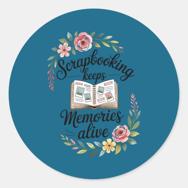 Pegatina Redonda  Scrapbooking lindo  (Anverso)