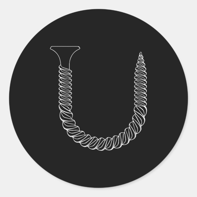 Pegatina Redonda Screw Shaped U - Funny Tool Insul  (Anverso)