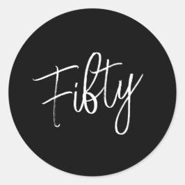 Pegatina Redonda Script 50th Birthday Black
