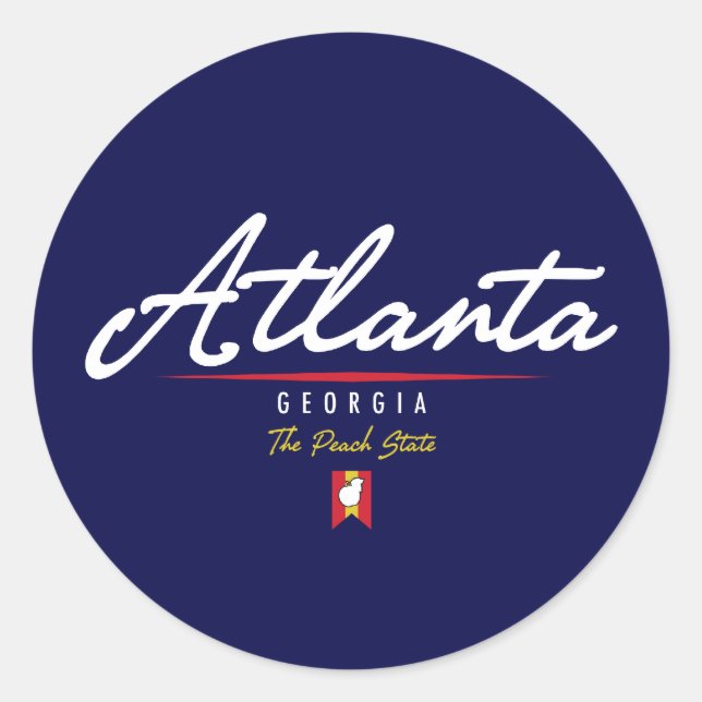 Pegatina Redonda Script de Atlanta (Anverso)