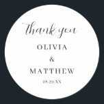 Pegatina Redonda Script de caligrafía Gracias Boda<br><div class="desc">Script de caligrafía Gracias Boda</div>