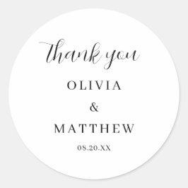 Pegatina Redonda Script de caligrafía Gracias Boda