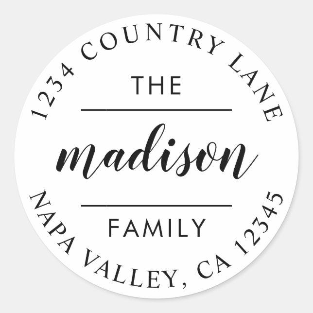 Pegatina Redonda Script de círculo | Cree su propia dirección de de (Anverso)