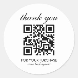 Pegatina Redonda Script de código QR de agradecimiento minimalista