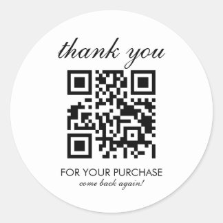 Pegatina Redonda Script de código QR de agradecimiento minimalista