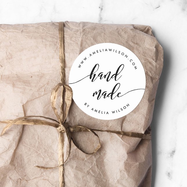 Pegatina Redonda Script de Relax en blanco y negro hecho a mano (Subido por el creador)