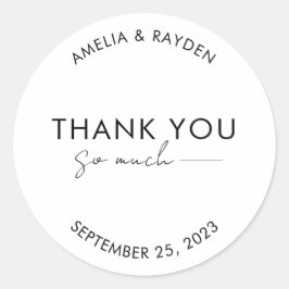 Pegatina Redonda Script de tipografía simple con Boda de línea