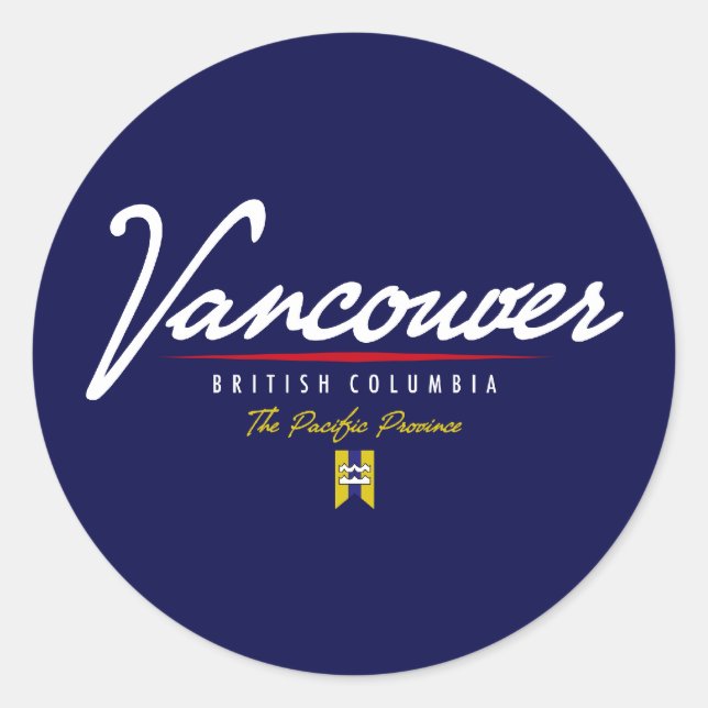 Pegatina Redonda Script de Vancouver (Anverso)
