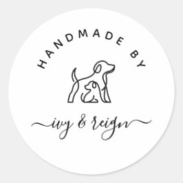 Pegatina Redonda  Script Handmade by Custom logo 
