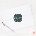 Pegatina Redonda Script Letters Merry Christmas<br><div class="desc">Guión Leyendo Merry Christmas Classic Round Pegatina. Haga clic en el botón personalizar para personalizar este diseño con el texto.</div>