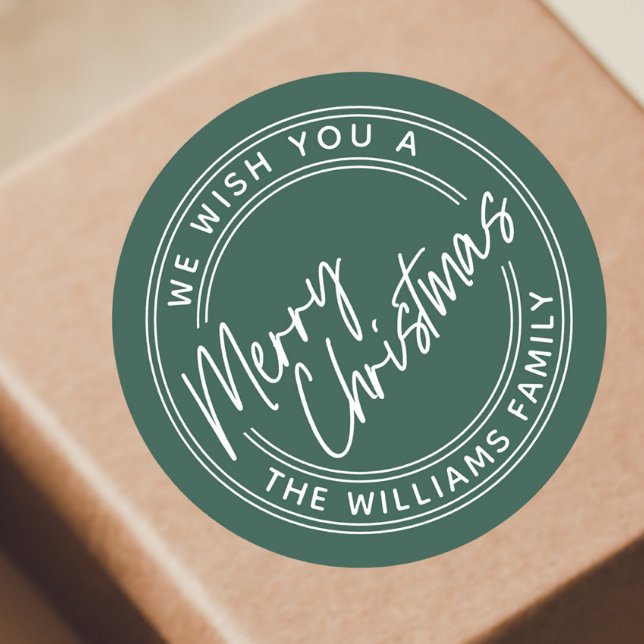 Pegatina Redonda Script Letters Merry Christmas (Subido por el creador)