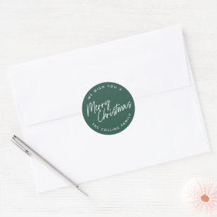 Pegatina Redonda Script Letters Merry Christmas