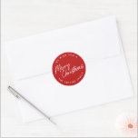 Pegatina Redonda Script Letters Merry Christmas<br><div class="desc">Guión Leyendo Merry Christmas Classic Round Pegatina. Haga clic en el botón personalizar para personalizar este diseño con el texto.</div>