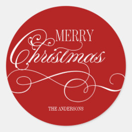 Pegatina Redonda Script Merry Christmas