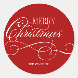 Pegatina Redonda Script Merry Christmas