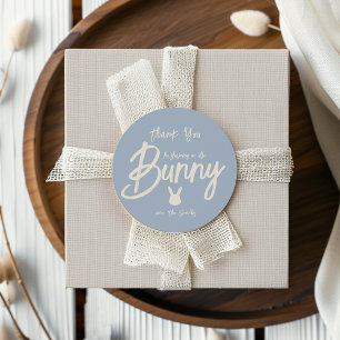Pegatina Redonda Script moderno lindo Bunny Baby Shower