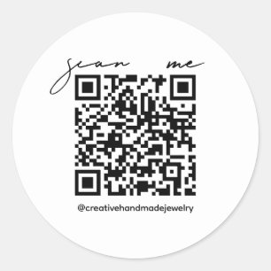Pegatina Redonda Script sencillo moderno manuscrito código QR Negoc