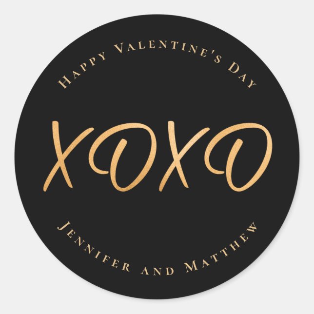 Pegatina Redonda Script XOXO Feliz Día de San Valentín Fiesta (Anverso)