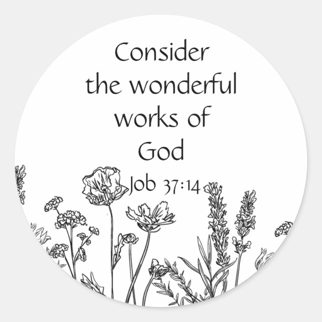 Pegatina Redonda Scripture Inspirational Quote Garden Flowers Class (Anverso)