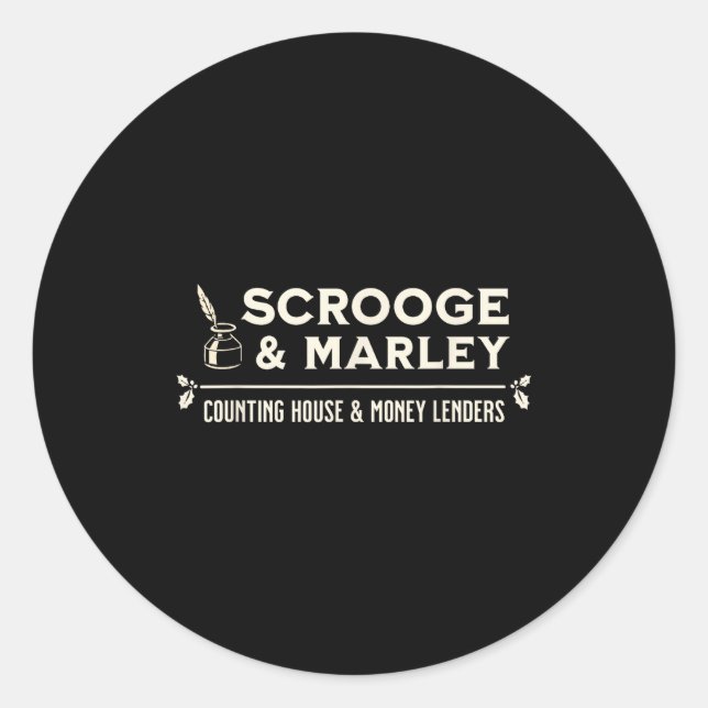 Pegatina Redonda Scrooge And Marley Counting House Ens  (Anverso)