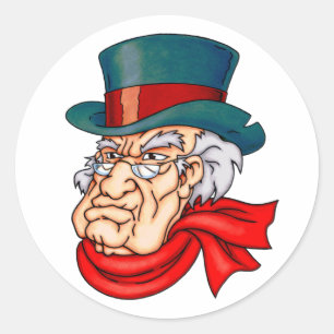 Pegatina Redonda Scrooge viejo malo