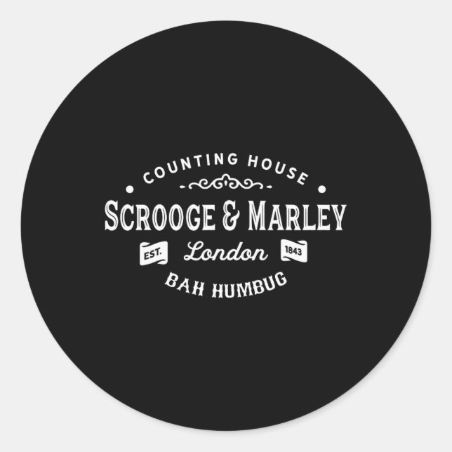 Pegatina Redonda Scrooge y Marley Counting House Navidades Carol (Anverso)