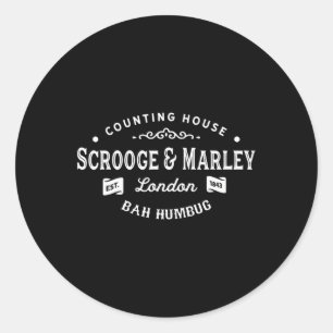 Pegatina Redonda Scrooge y Marley Counting House Navidades Carol