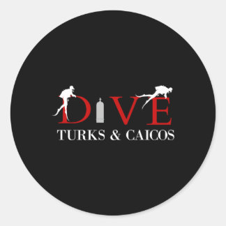 Pegatina Redonda Scuba Dive Turcas Y Caicos
